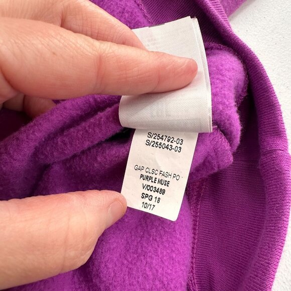 Gap Womens Purple Pullover Hoodie Logo Medium Fleece-Lined Kangaroo Pocket Logo - Picture 3 of 9